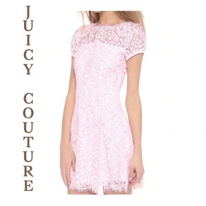 Juicy Couture White + Pink Lace Mini Dress Size‎ 4